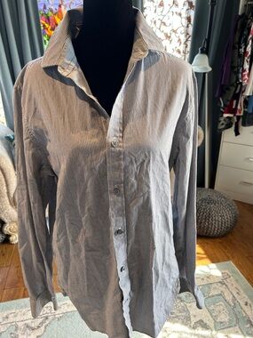 American Eagle Outfitters Men's Pinstripe Button-Down Shirt - Navy/White